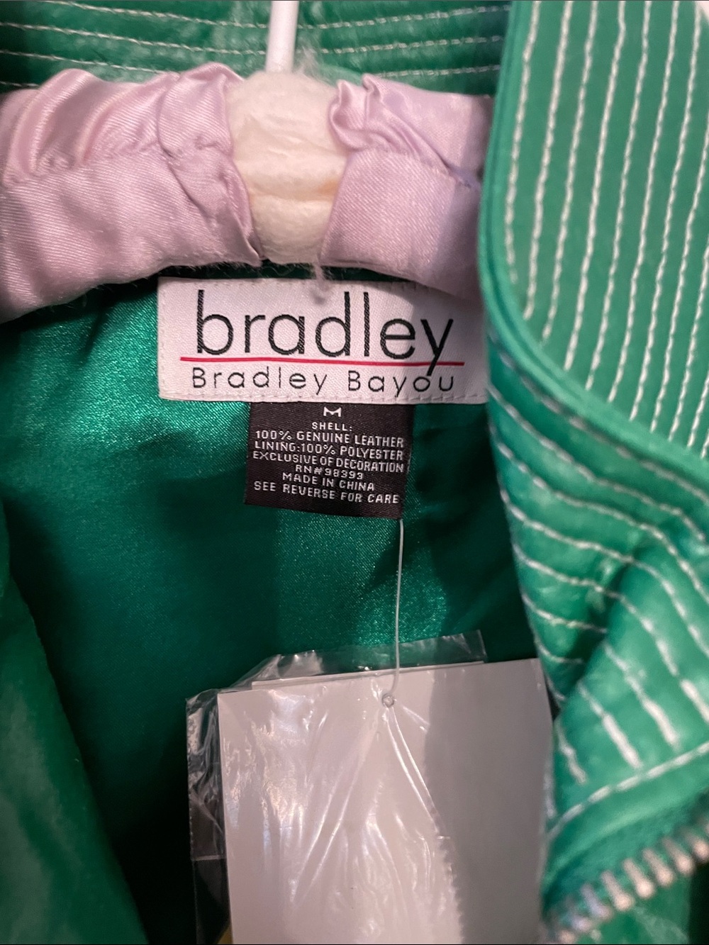 Green Women’s Leather Jacket - Classic Zip Front - Picture 2 of 7